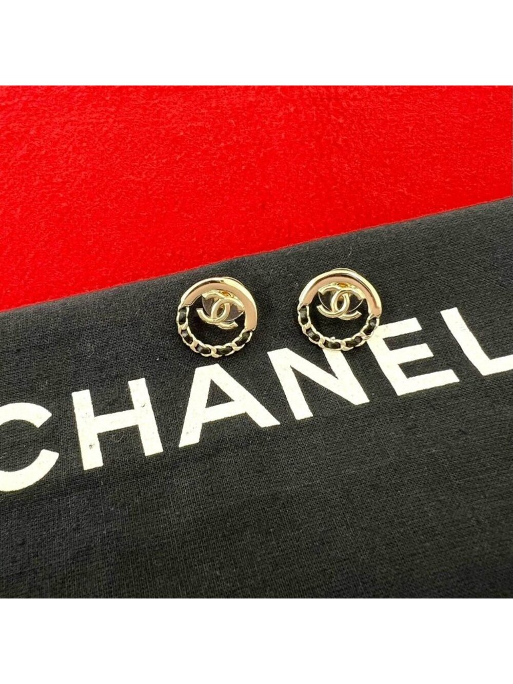 Chanel With Rice CC Logo Motif Earrings Gold